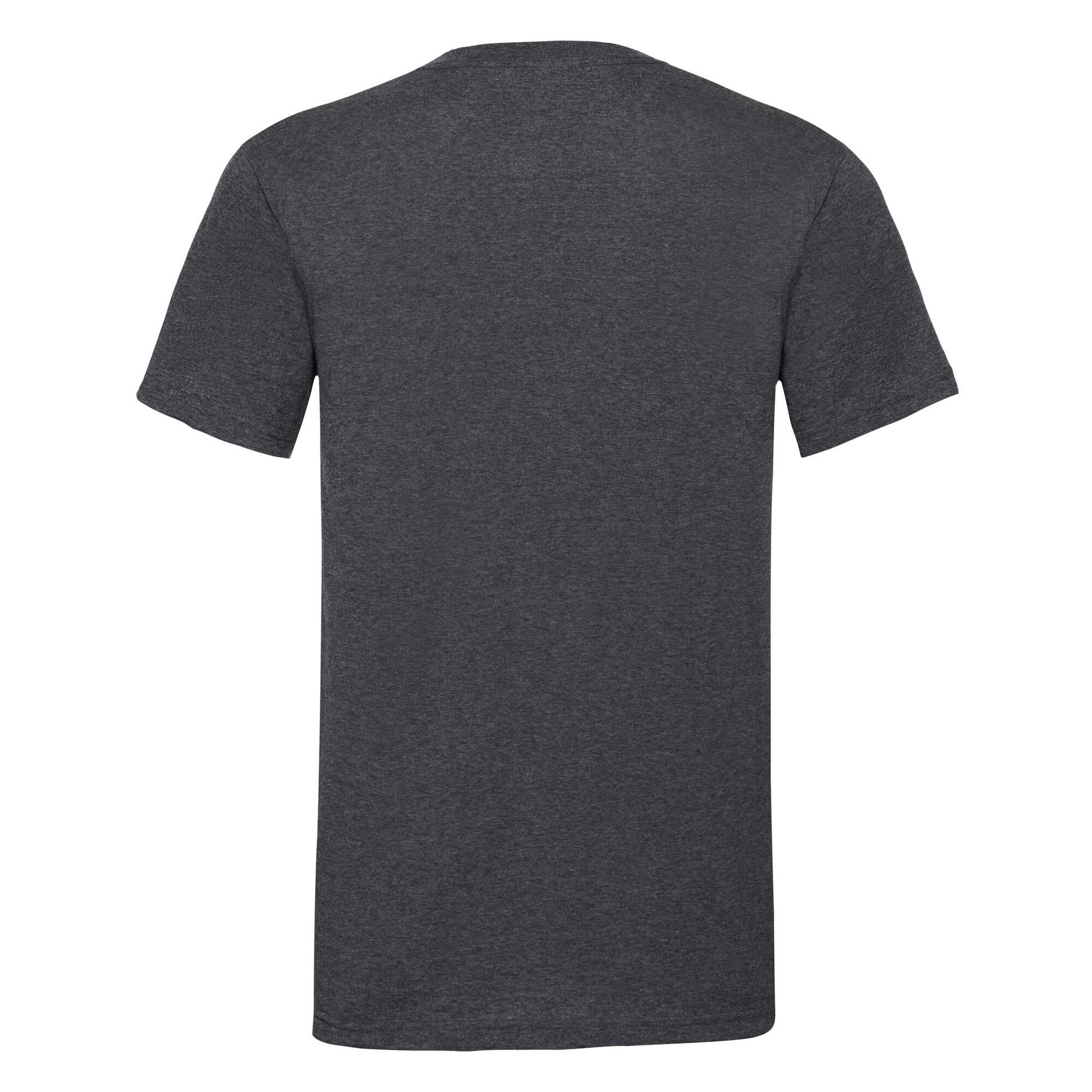 Mens Valueweight Heather V Neck TShirt (Dark Grey) 2/3