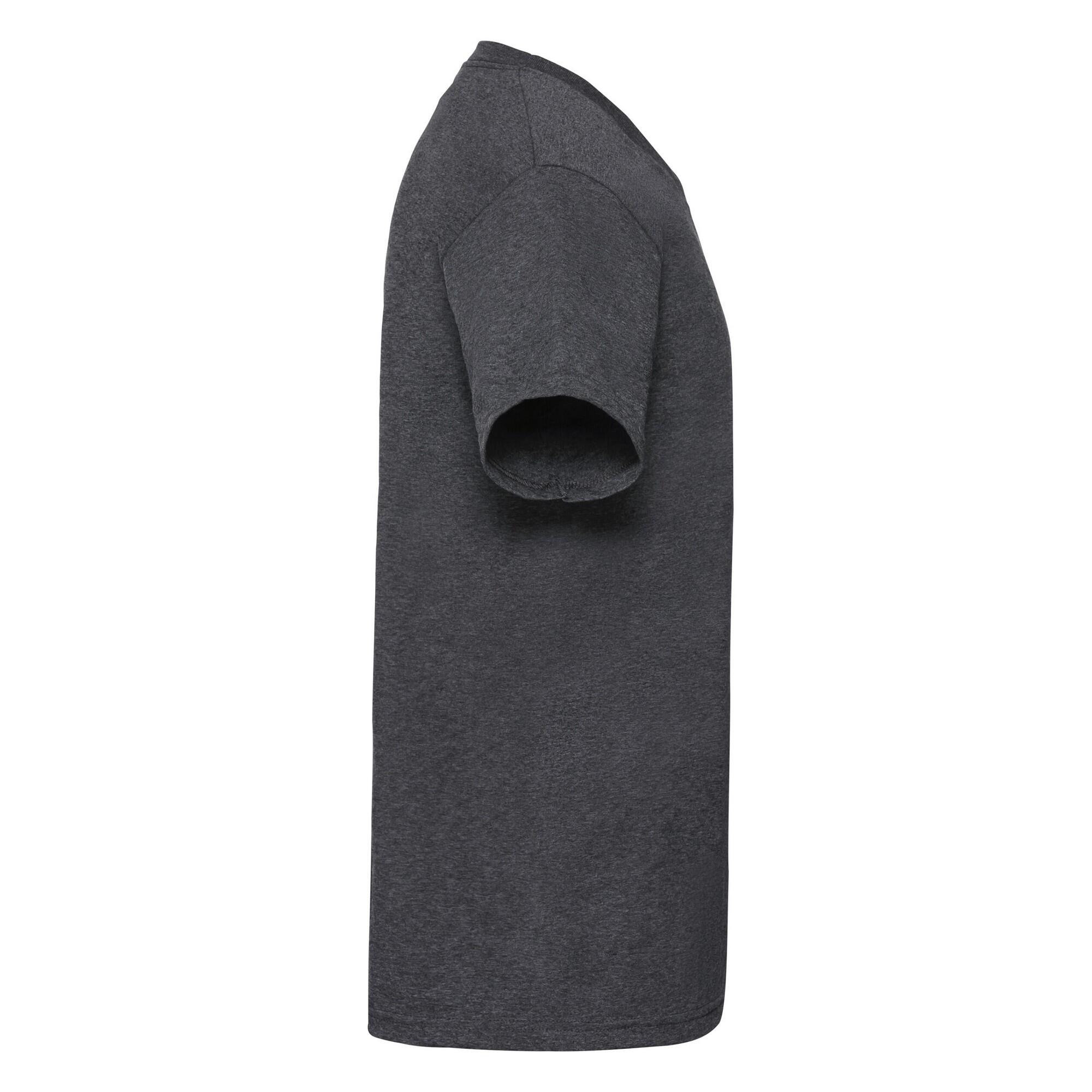 Mens Valueweight Heather V Neck TShirt (Dark Grey) 3/3