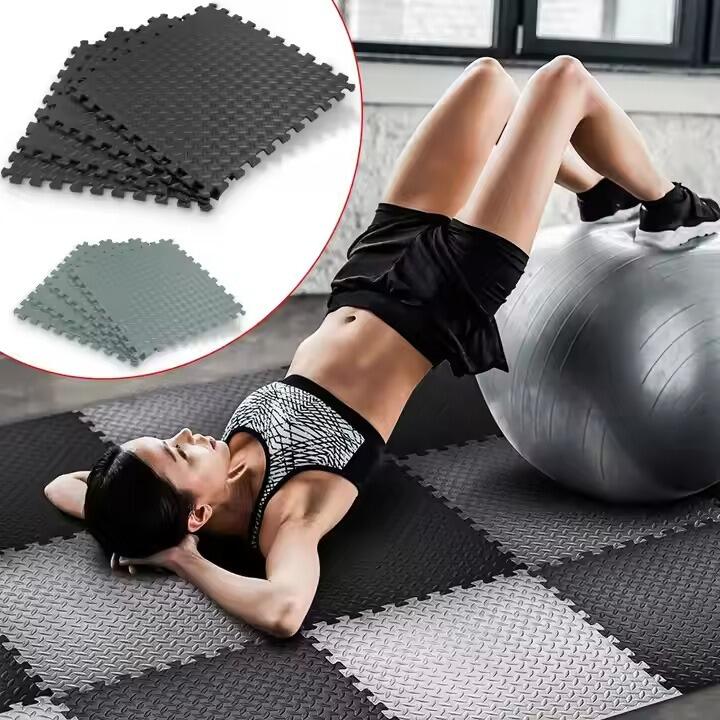 Tapis puzzle Fitness - Tapis de sol - 4 pièces - 120 x 120 cm - Noir 6/7