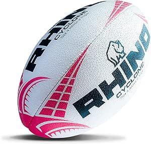 RHINO Cyclone XV Rugby Training Ball White/Red 3