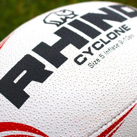 Cyclone XV Rugby Training Ball White/Red 3 3/4