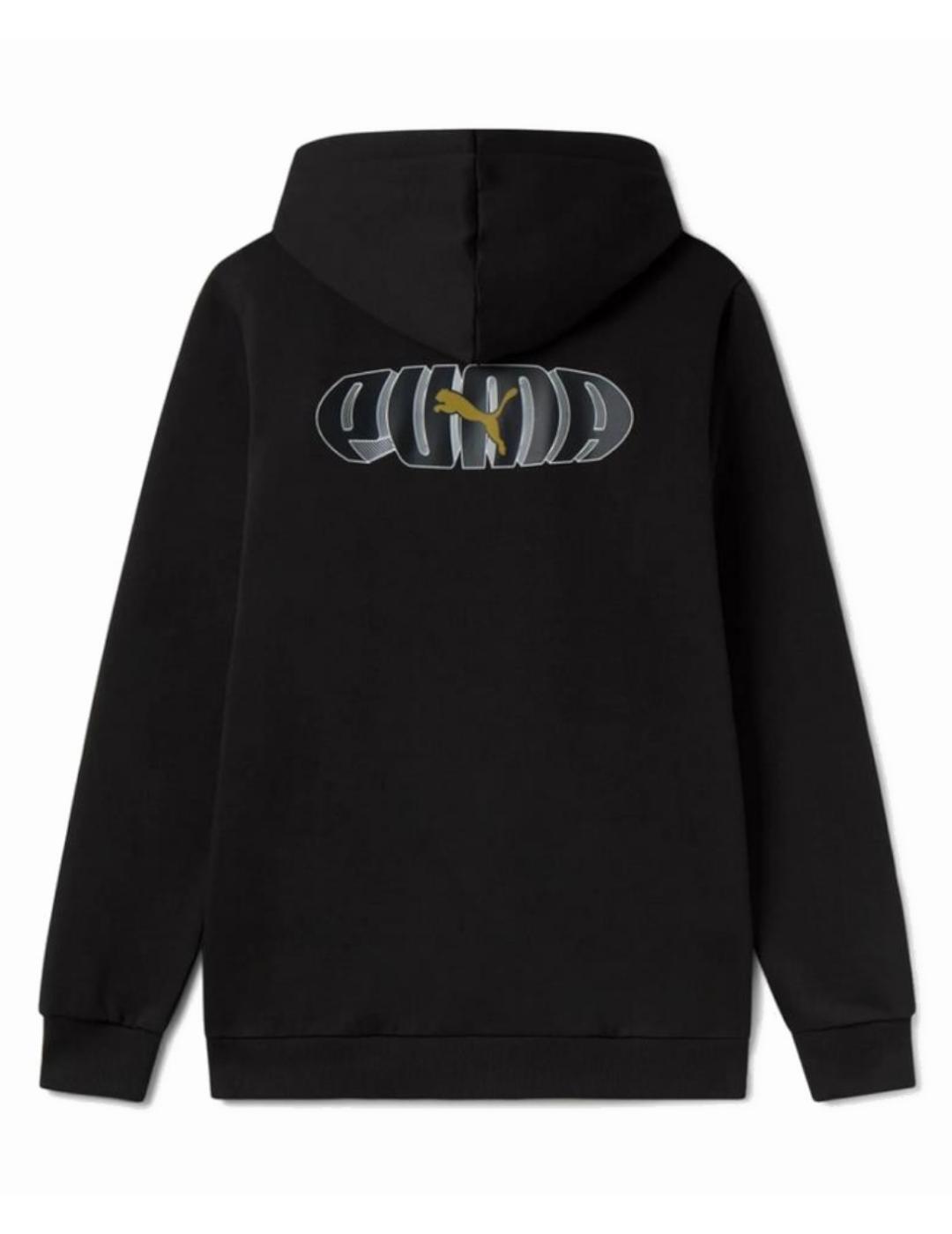 Giacca uomo Puma Ess graphic hoodie nera 2/5
