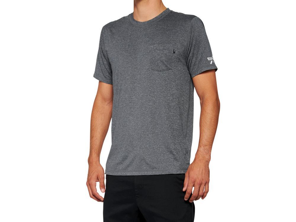 100% Mission Athletic T-Shirt Heather Charcoal M 1/3