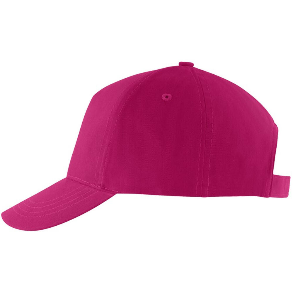 Unisex Buzz 5 Panel Baseball Cap (Fuchsia) 3/4