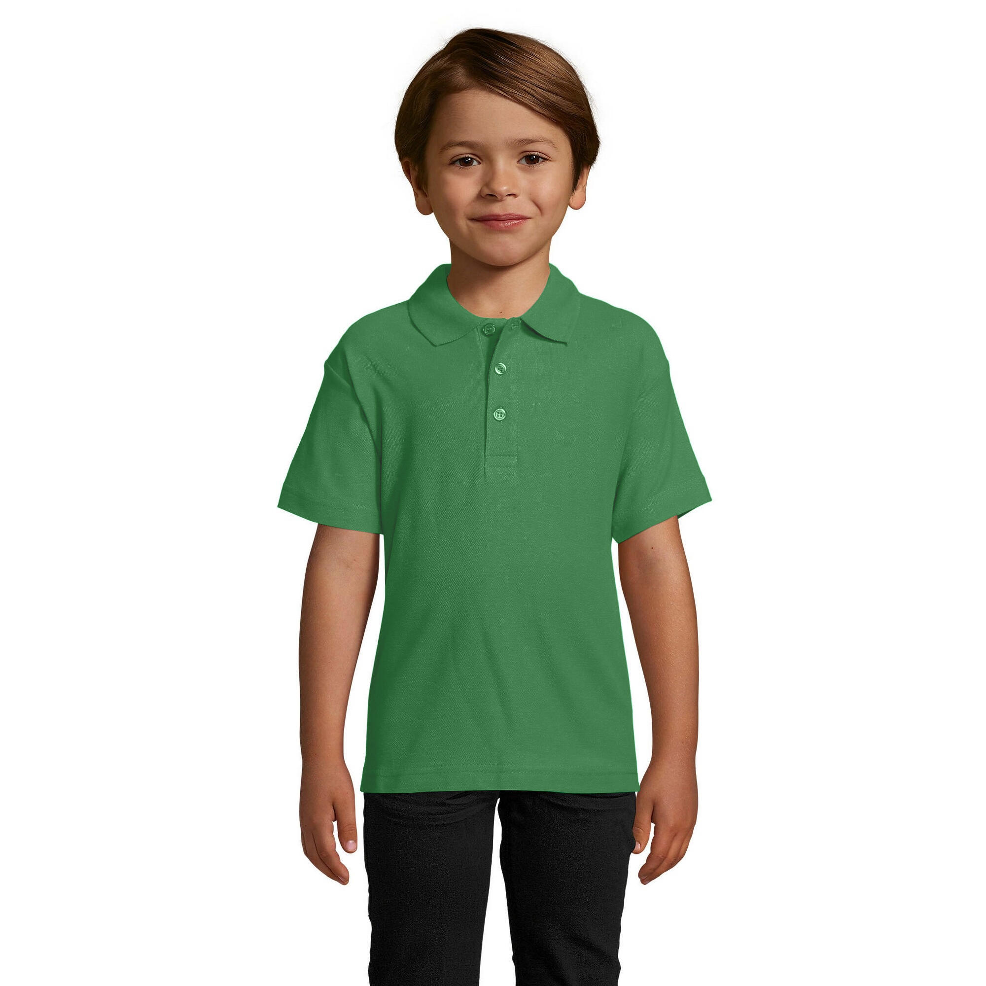 Kids Unisex Summer II Pique Polo Shirt (Kelly Green) 4/5