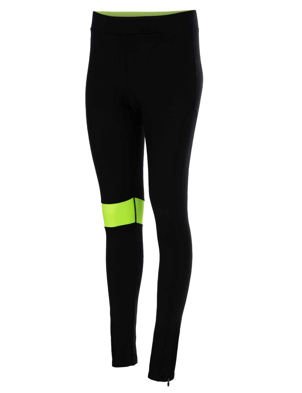 Damen Thermal Fahrradhose Lang Schwarz-Neon 2/4
