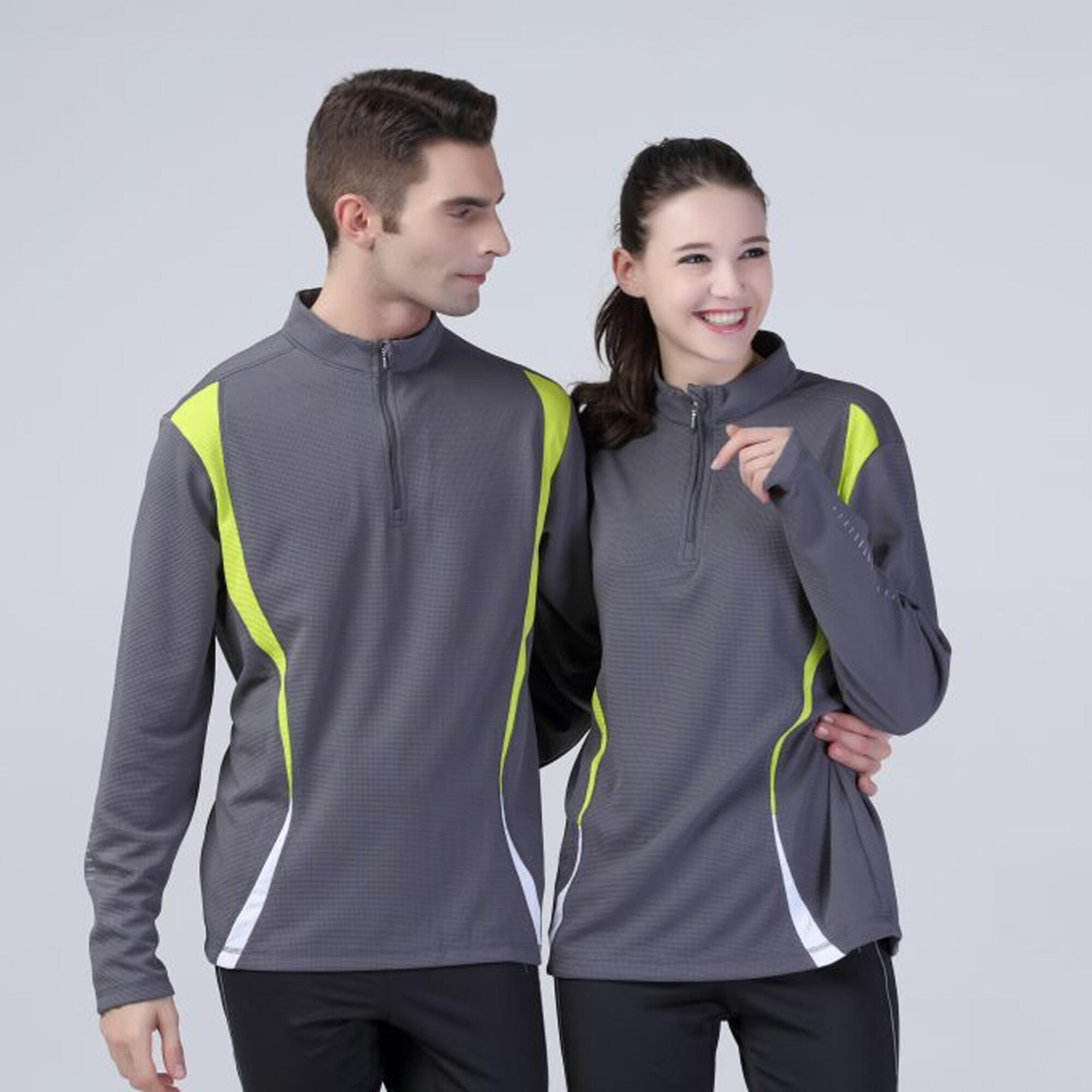 Unisex Sports Trial Performance Training Top (Charcoal/Lime/White) 2/2