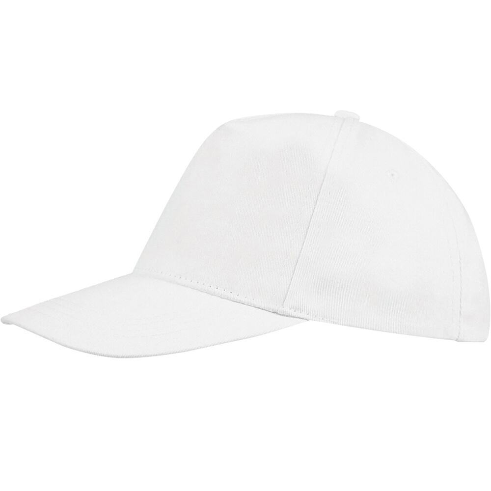 Unisex Buzz 5 Panel Baseball Cap (White) 3/5
