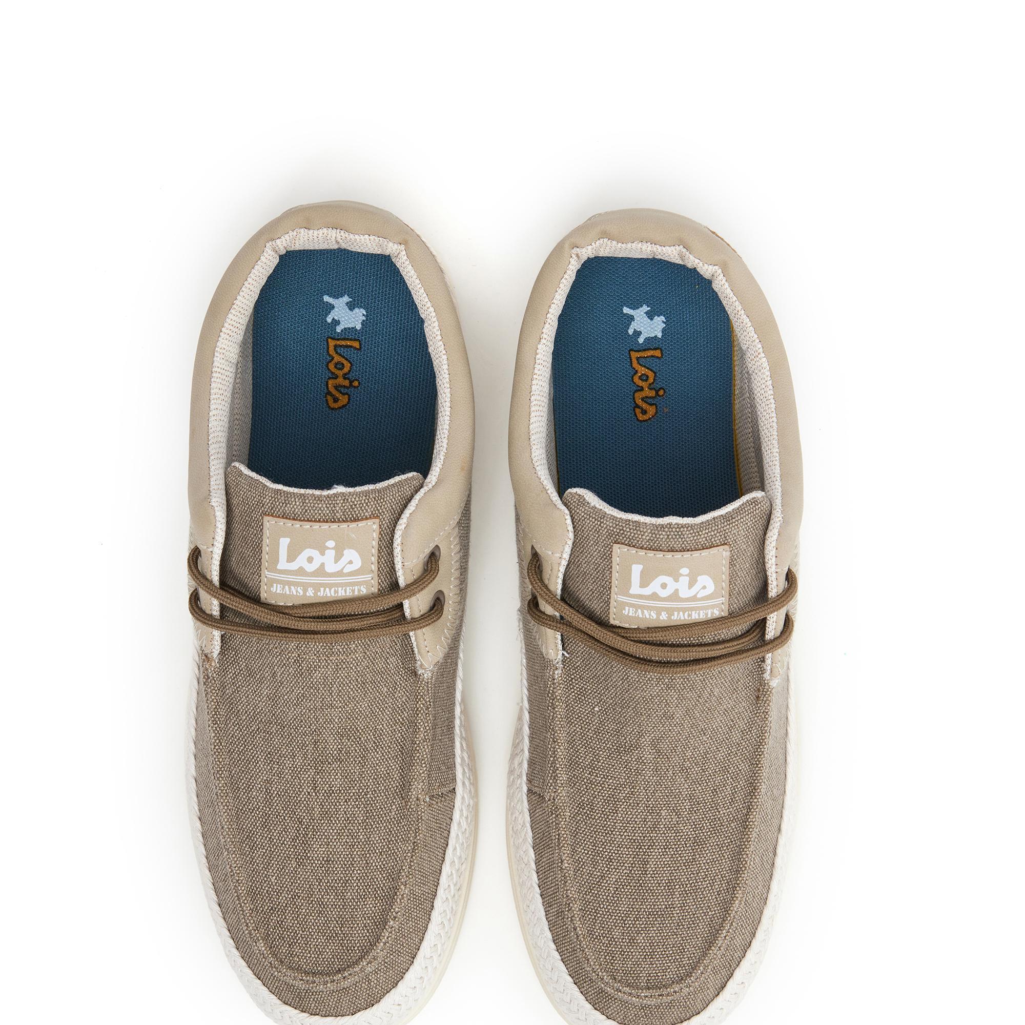 Zapatillas Caminar Hombre Lois 61385 Beige con Cordones 4/5