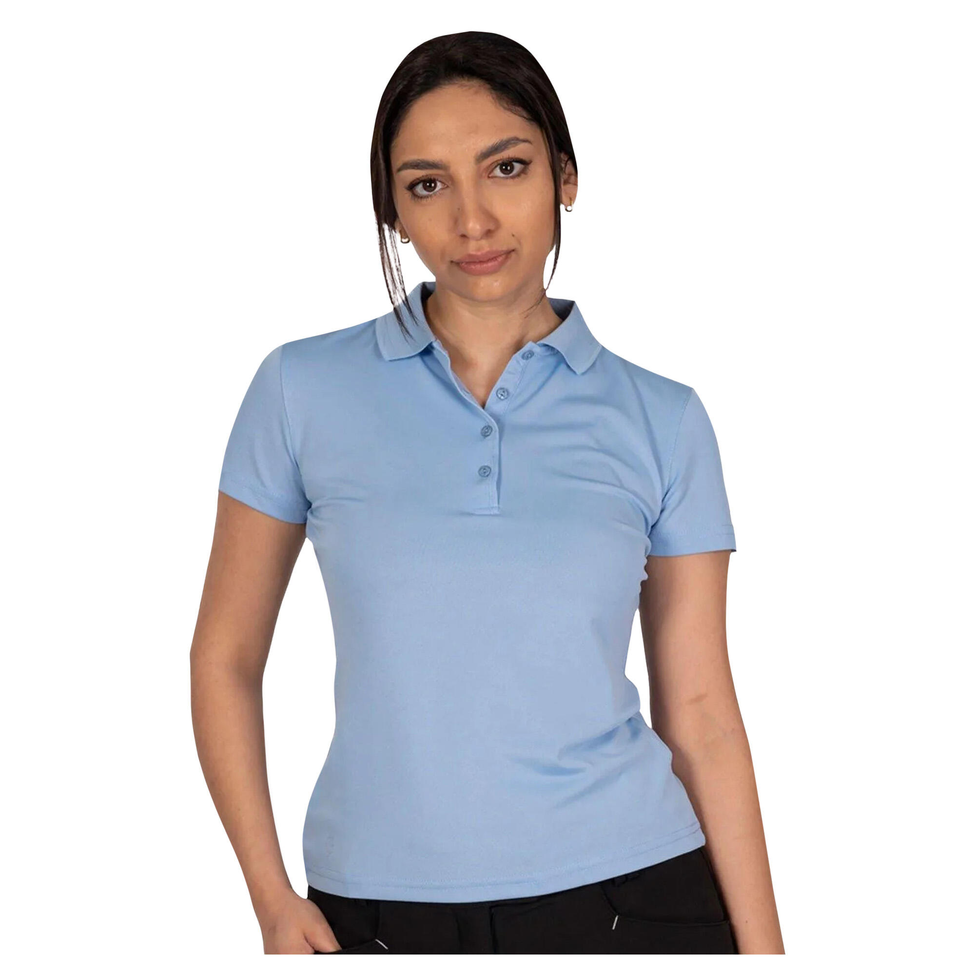 "Classic" Poloshirt für Emblem Damen Cerulean Blau 3/4