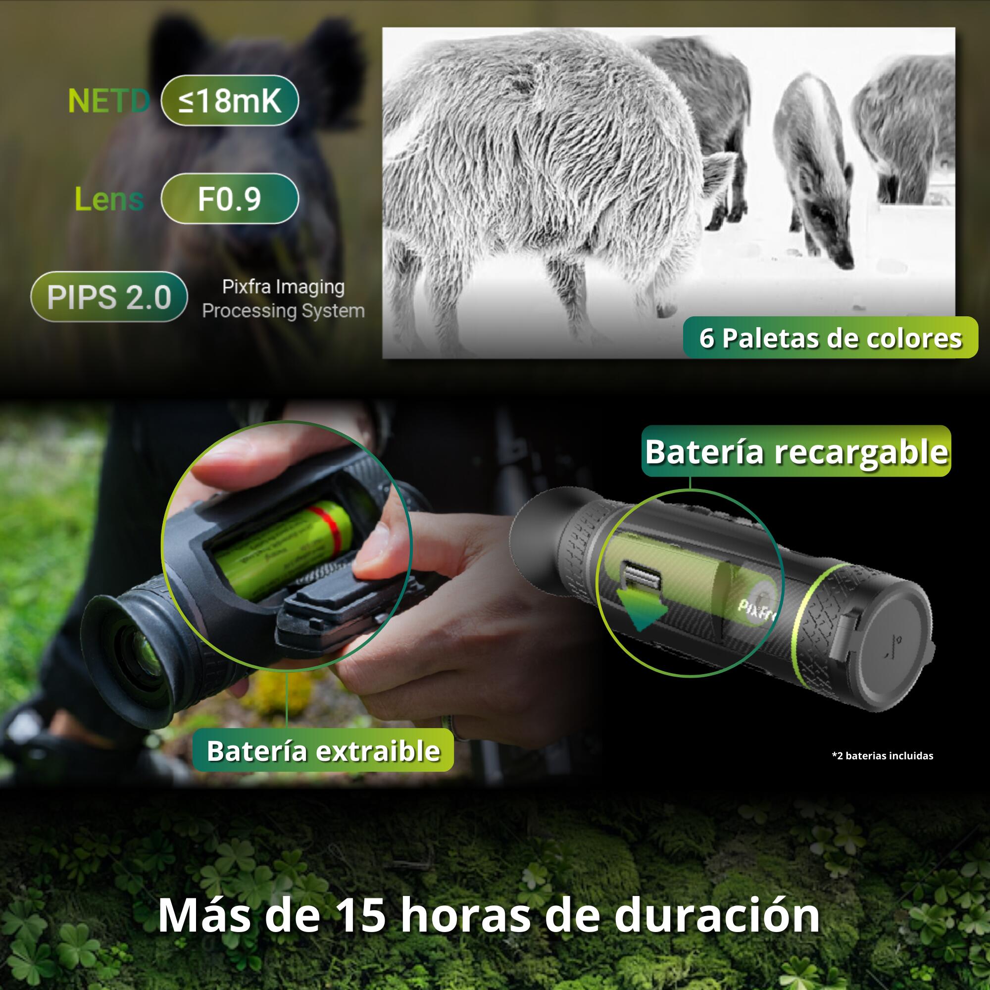 Monocular Térmico 35 mm - 1800 m PIXFRA Sirius S635 <18 mK OLED 1920 x 1080 5/8