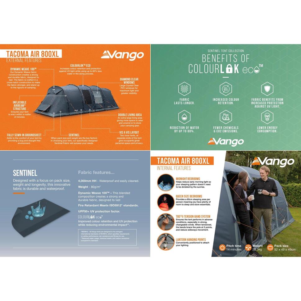 Namiot kempingowy rodziny 8 osobowy Vango Tacoma Air 800