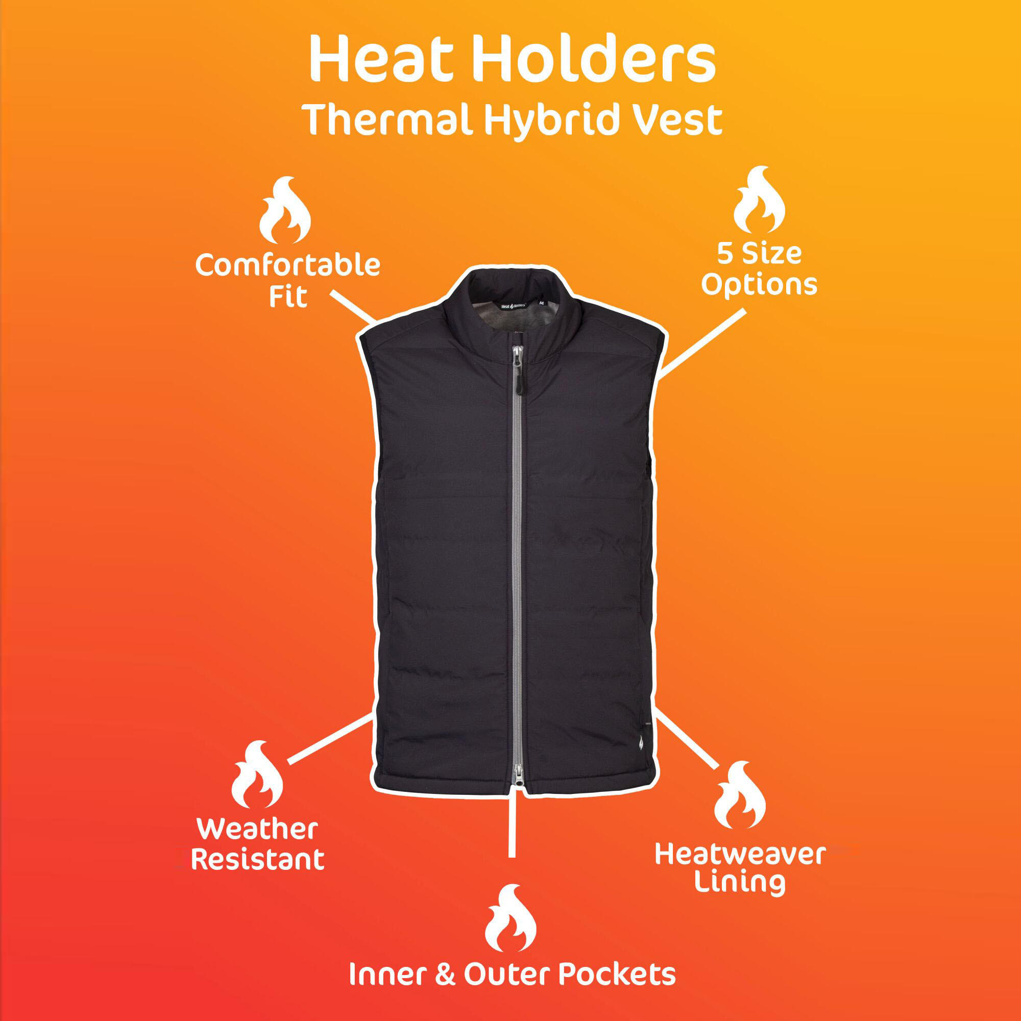 Gilet isolé Heat Holders homme noir, doublure HeatWeaver® polyester 6/6