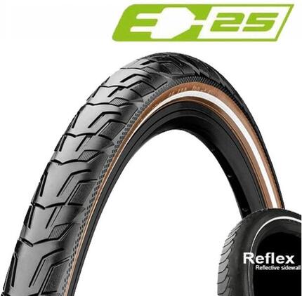Continental Reifen Ride City 28x1.40" 37-622 schwarz/braun Reflex E-25 Draht