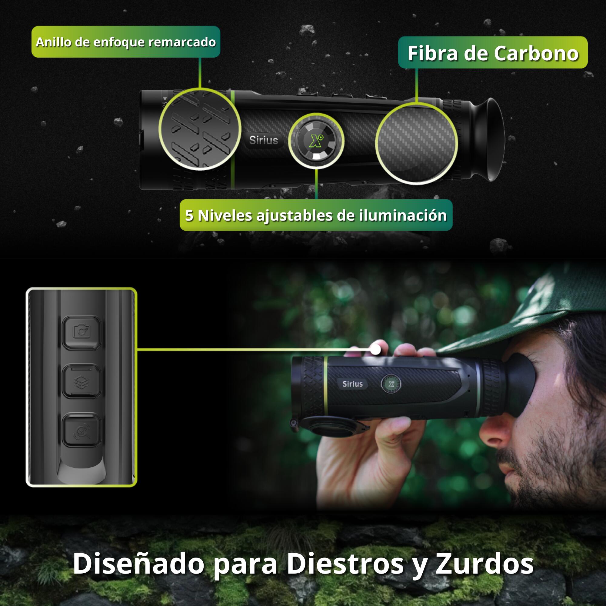 Monocular Térmico 25-50 mm DUAL LENS - 2600 m PIXFRA Sirius S650D <18 mK OLED 5/8