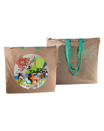 BEIG + MINTGRÜNE LIEGENDE STRANDMATTE 134 CM