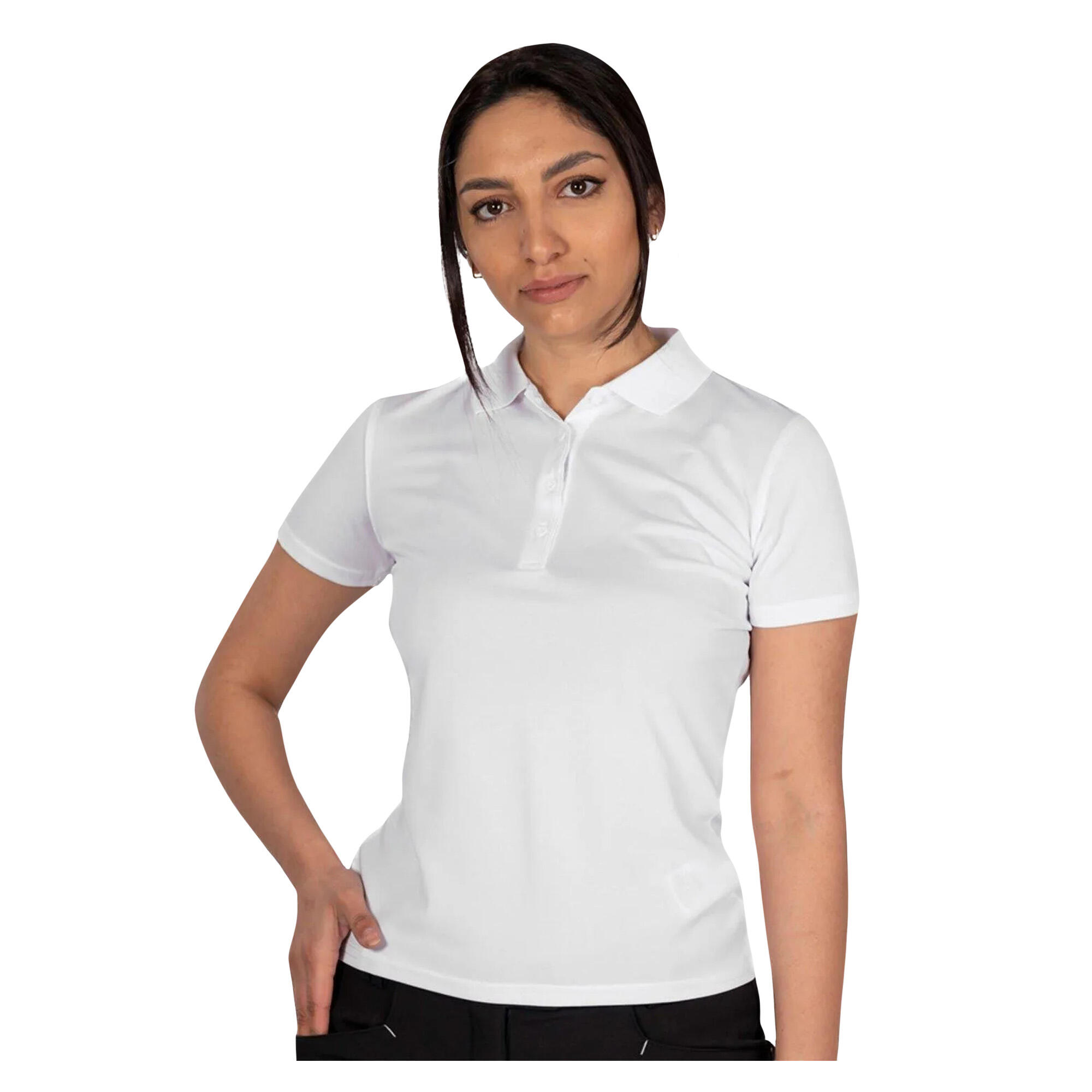 "Classic" Poloshirt für Emblem Damen Weiß 3/4