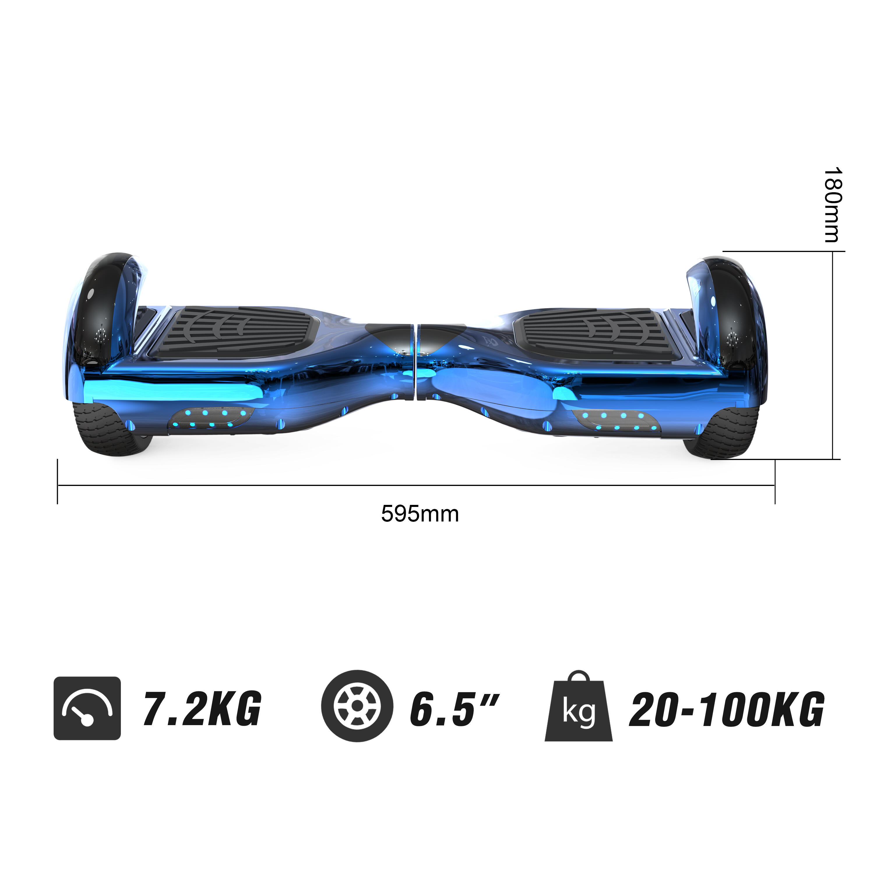 Hoverboard de 6,5 Polegadas com Bluetooth e Luzes LED RCB-WJ1-Azul