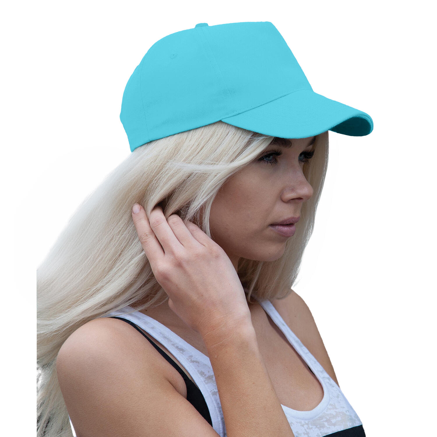 Boston 5 Panel Baseball Cap (Aqua) 2/3