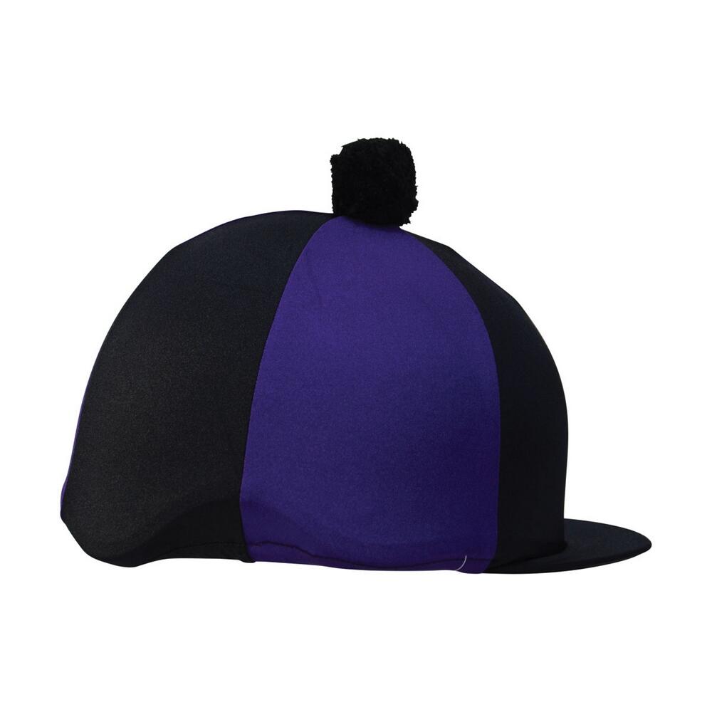 HY Two Tone Lycra Hat Silk With Bobble (Purple/Black)