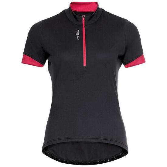 Odlo T-shirt femme 1/2 zip ESSENTIAL black paradise pink Taille S