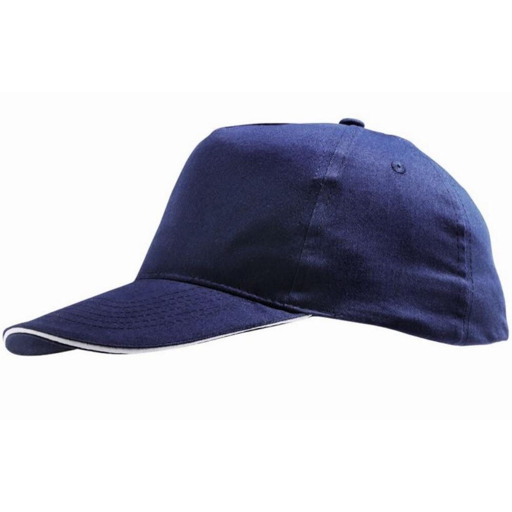 Unisex Sunny 5 Panel Baseball Cap (French Navy/White) 3/5