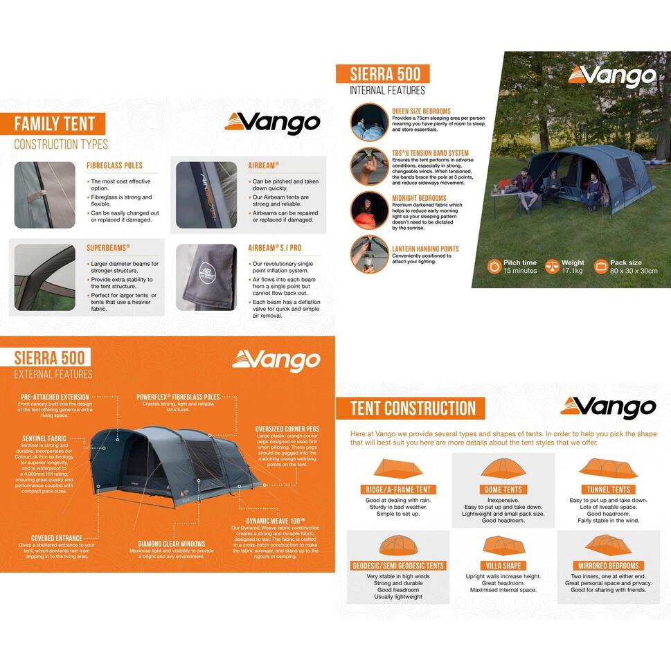 Namiot kempingowy 5 osobowy Vango Sierra 500
