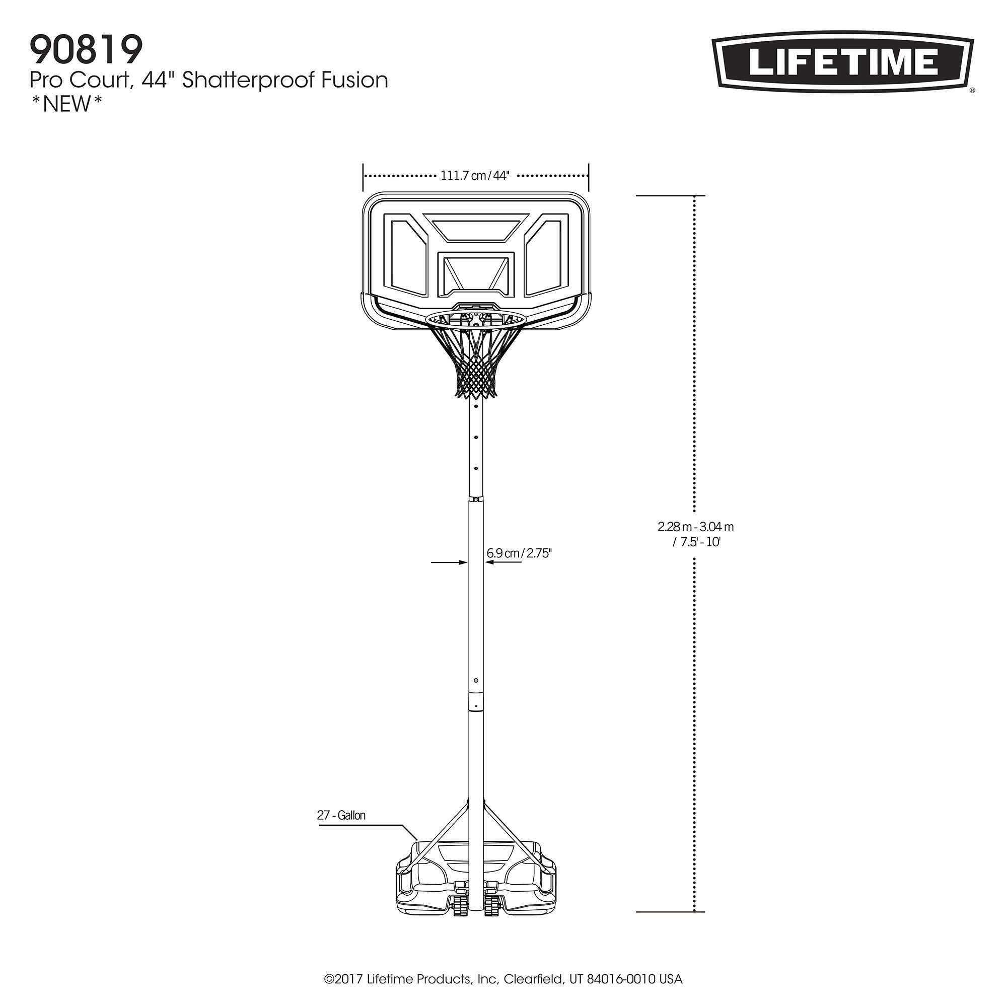 Basketball Basketballkorb höhenverstellbar mit Standfuß 229–305cm LIFETIME 90819 7/7