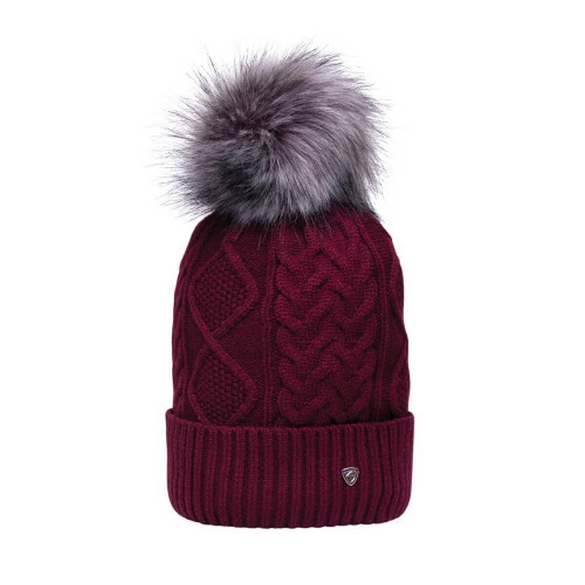 HY Unisex Adult Vanoise Bobble Cable Knit Beanie (Maroon)