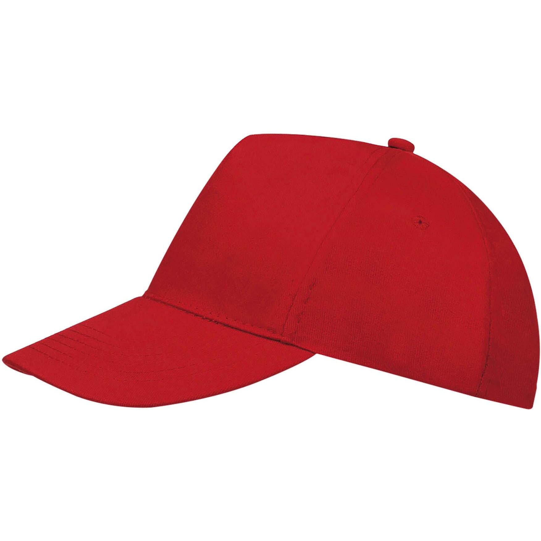 Unisex Buzz 5 Panel Baseball Cap (Red) 3/5