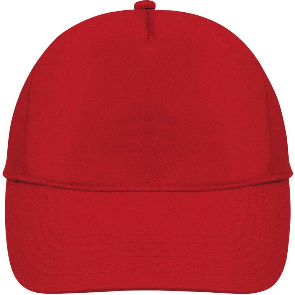 Unisex Buzz 5 Panel Baseball Cap (Red) 4/5