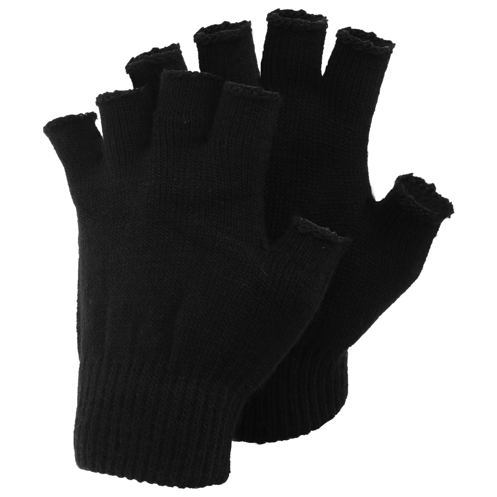 Mens Plain Fingerless Magic Winter Gloves (Black) 1/1