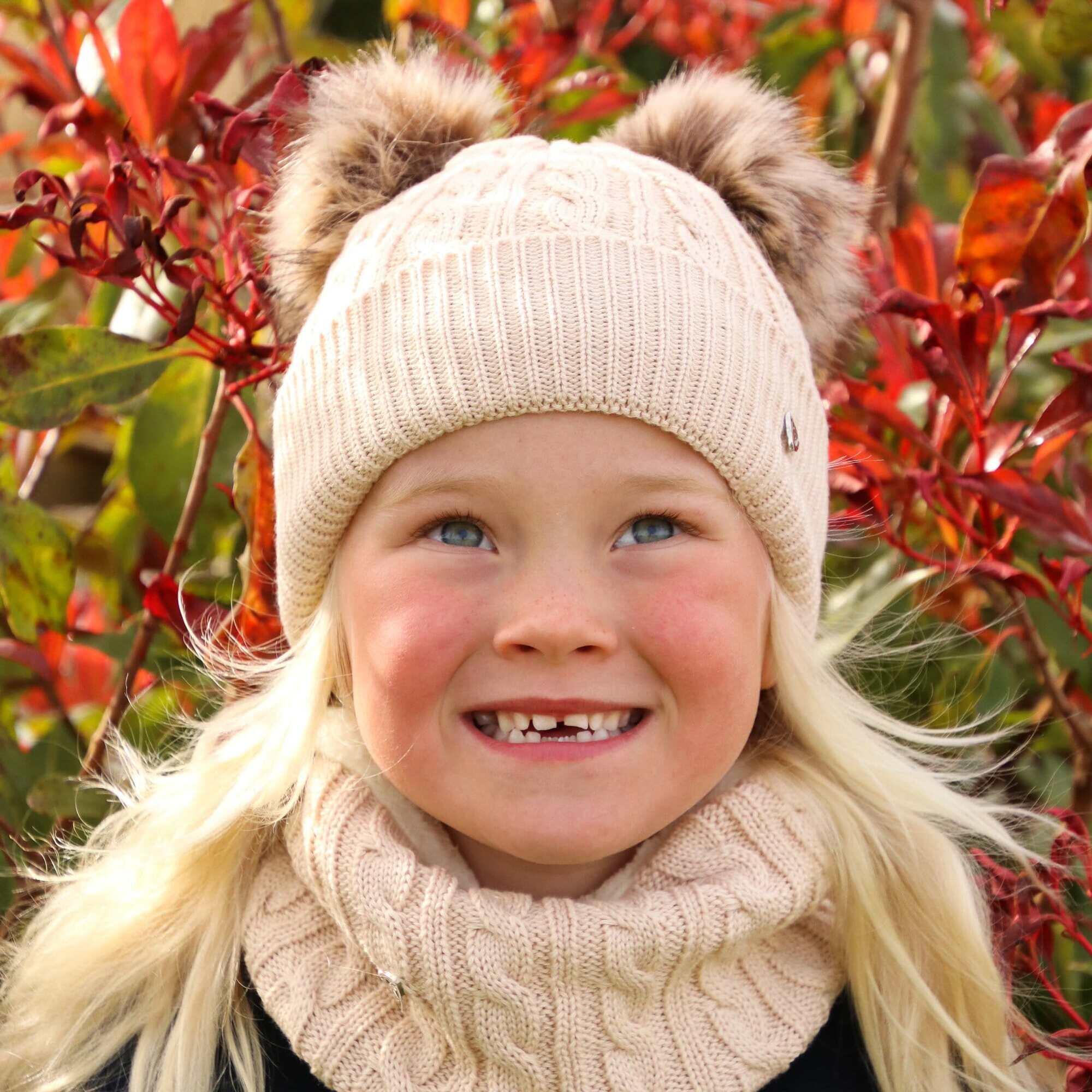 "Morzine" Mütze für Kinder Beige 2/2