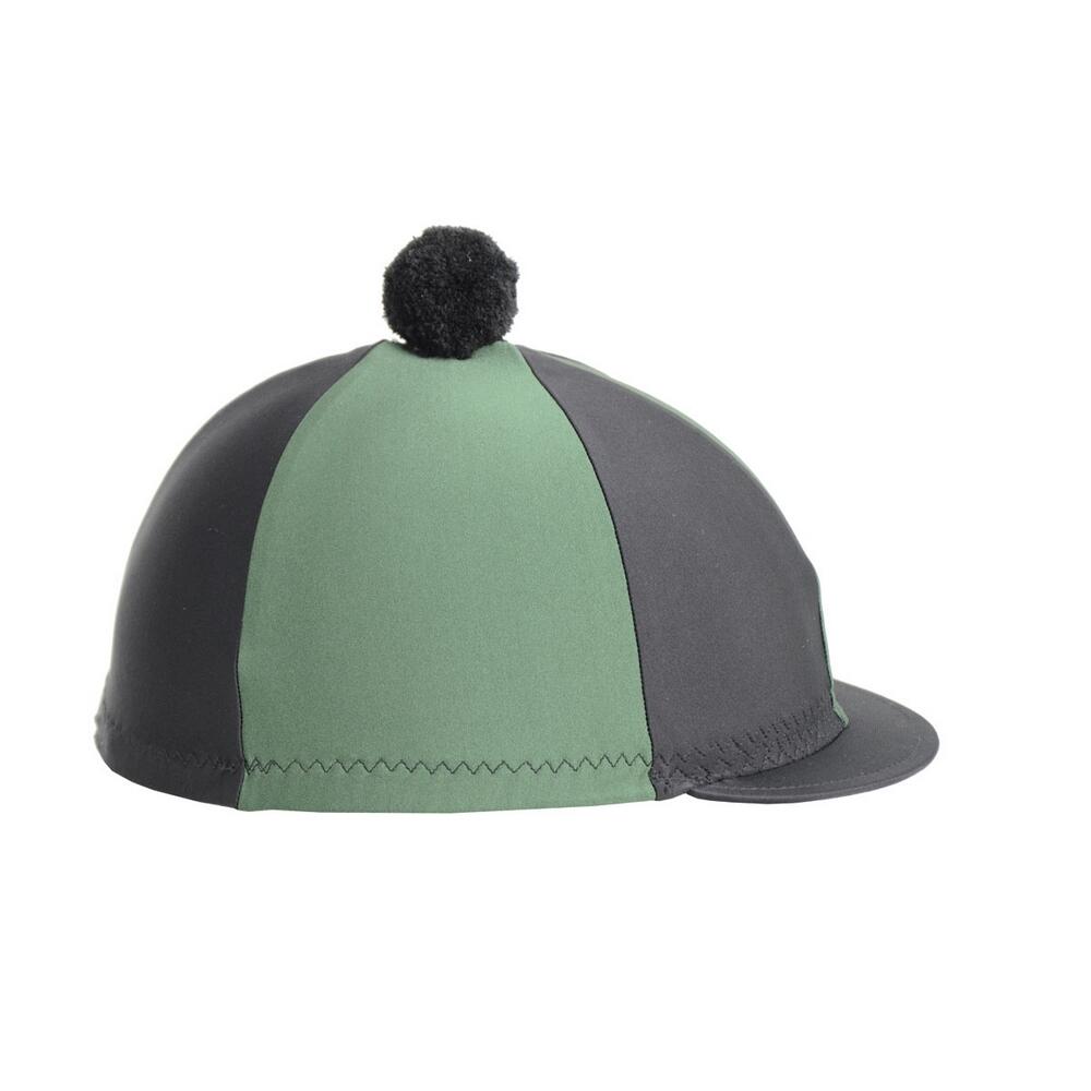 HY Two Tone Lycra Hat Silk With Bobble (Black/Green)