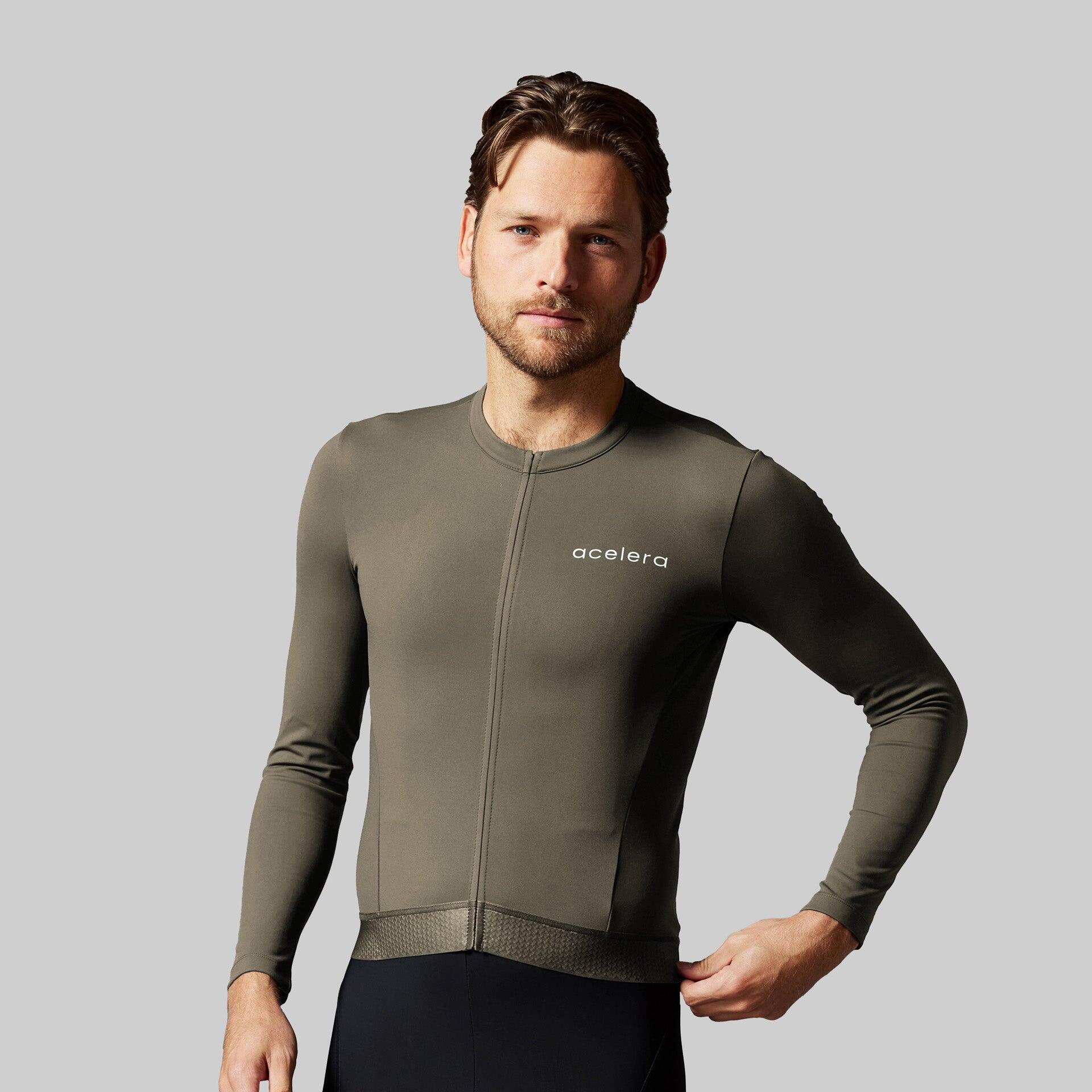 ACELERA Thermo Fleece Fietsshirt Heren Wielerjack Lange Mouwen Wielerkleding Fietsjas