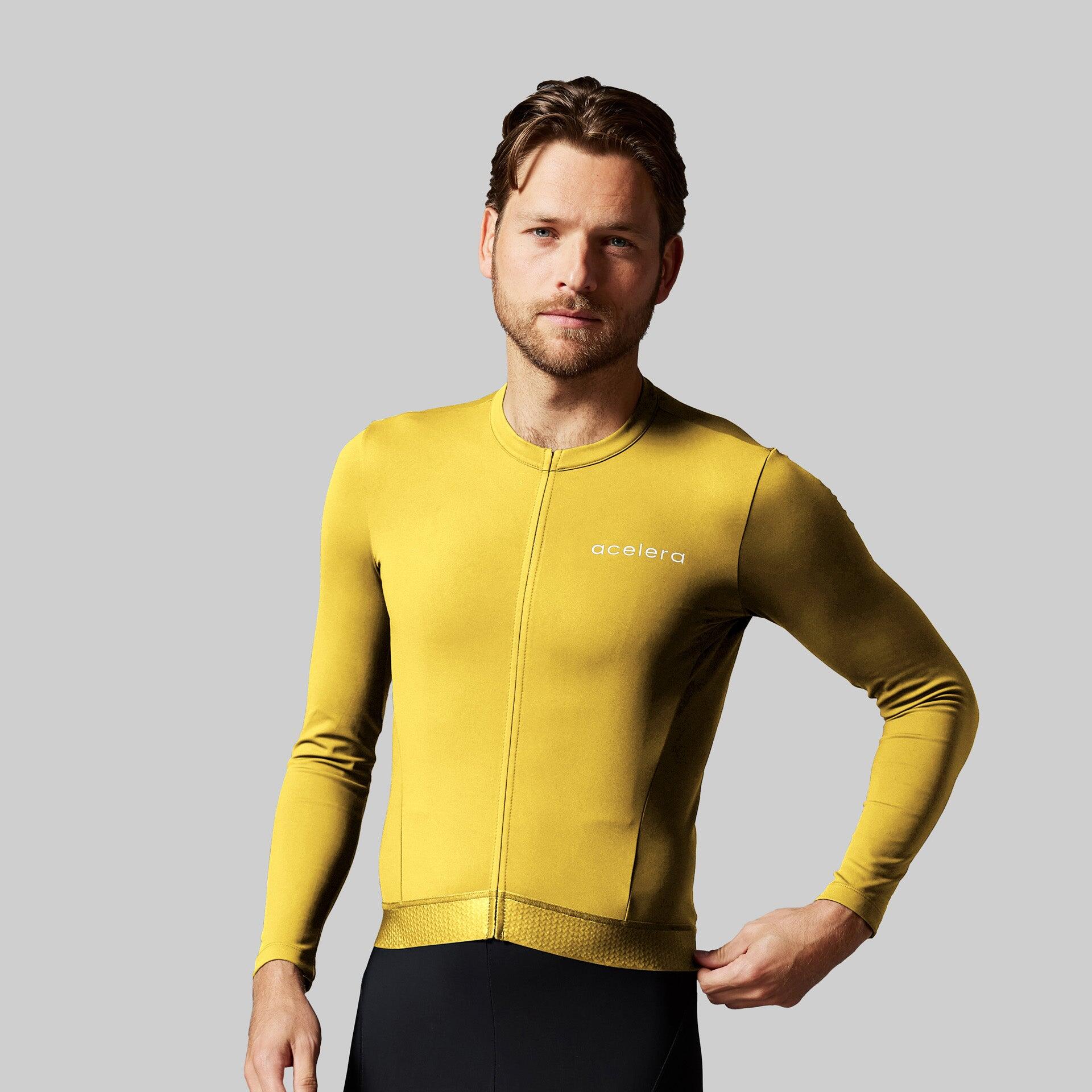 Acelera - Maillot Vélo Route Hiver Homme - Imperméable & Coupe-vent – Vêtements De Vélo - Maillot Manches Longues - Jaune - 42 M/l - Decathlon
