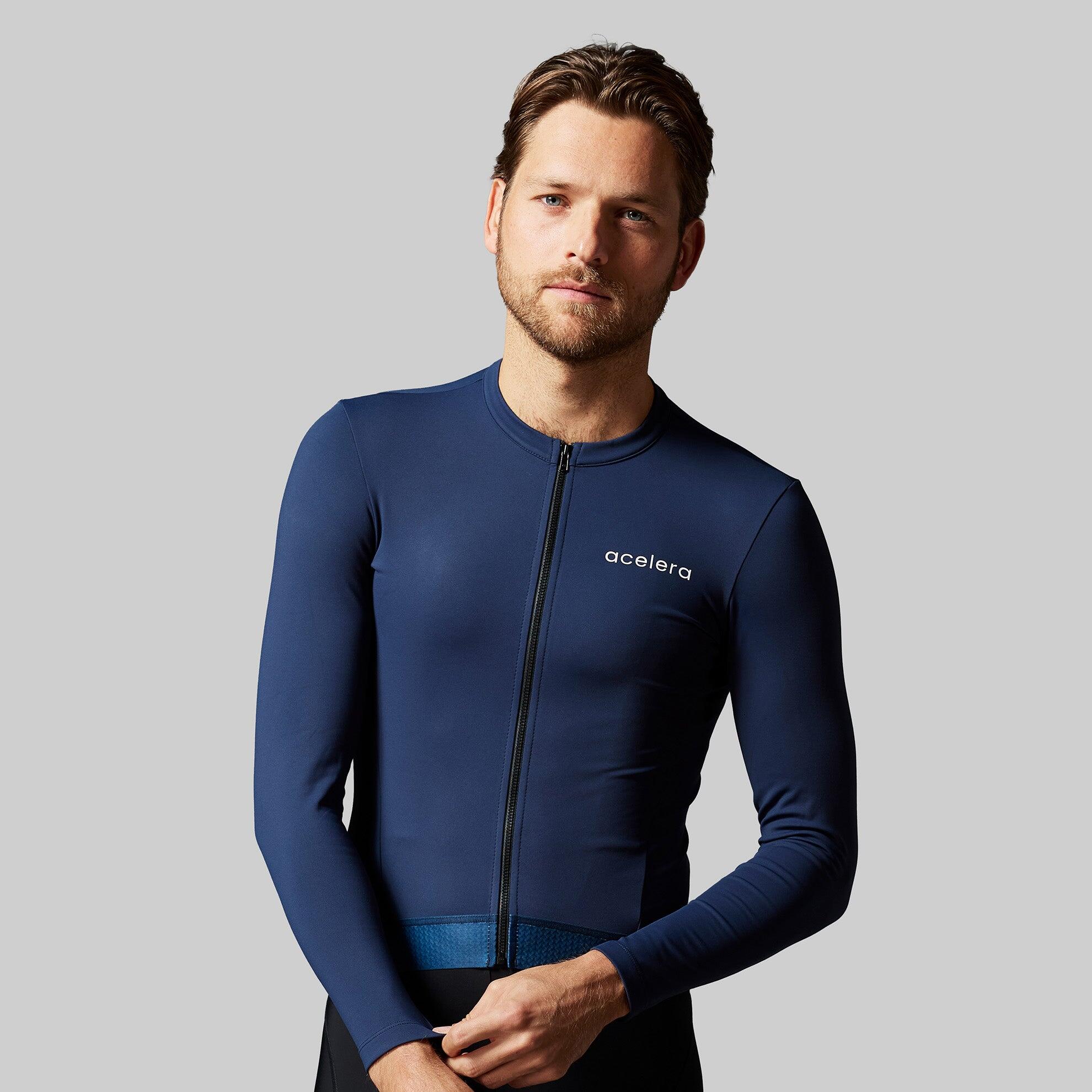 ACELERA Thermo Fleece Fietsshirt Heren Wielerjack Lange Mouwen Wielerkleding Fietsjas