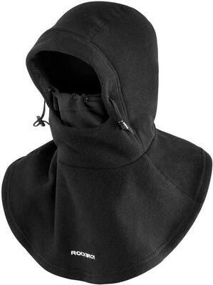 Bivakmuts thermische windjack winter fleece capuchon ademend zwart