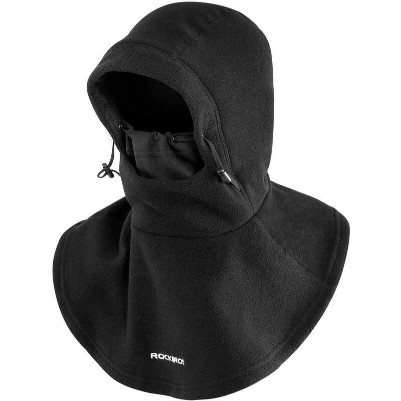 Cagoule Polaire Hiver Qunature - Coupe-vent, Thermique - Taille M/L - Noir/Gris/Vert - Pour Moto, Ski, Vélo