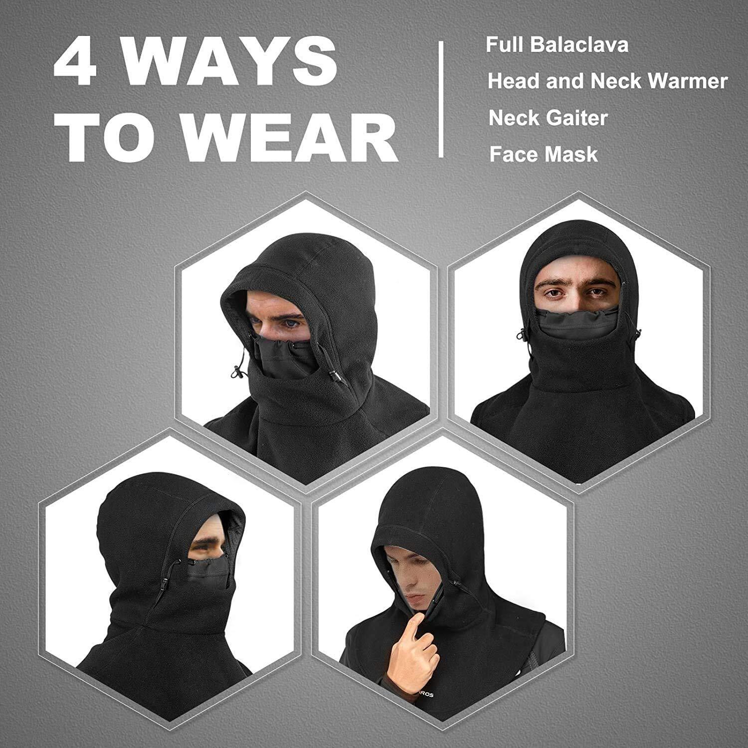 Cagoule Polaire à Capuchons Coupe-vent Thermique d'hiver Respirant Noir 3/7
