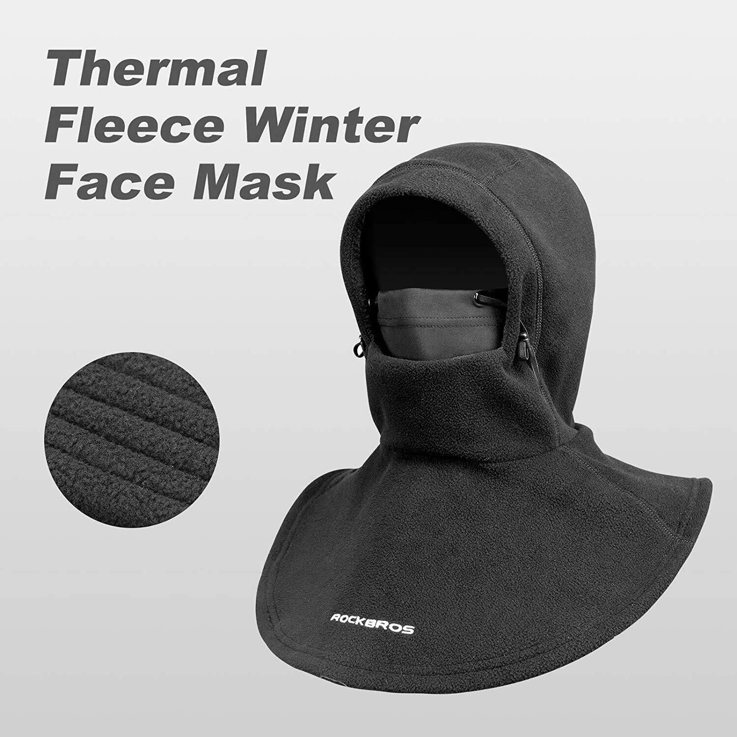 Cagoule Polaire à Capuchons Coupe-vent Thermique d'hiver Respirant Noir 7/7