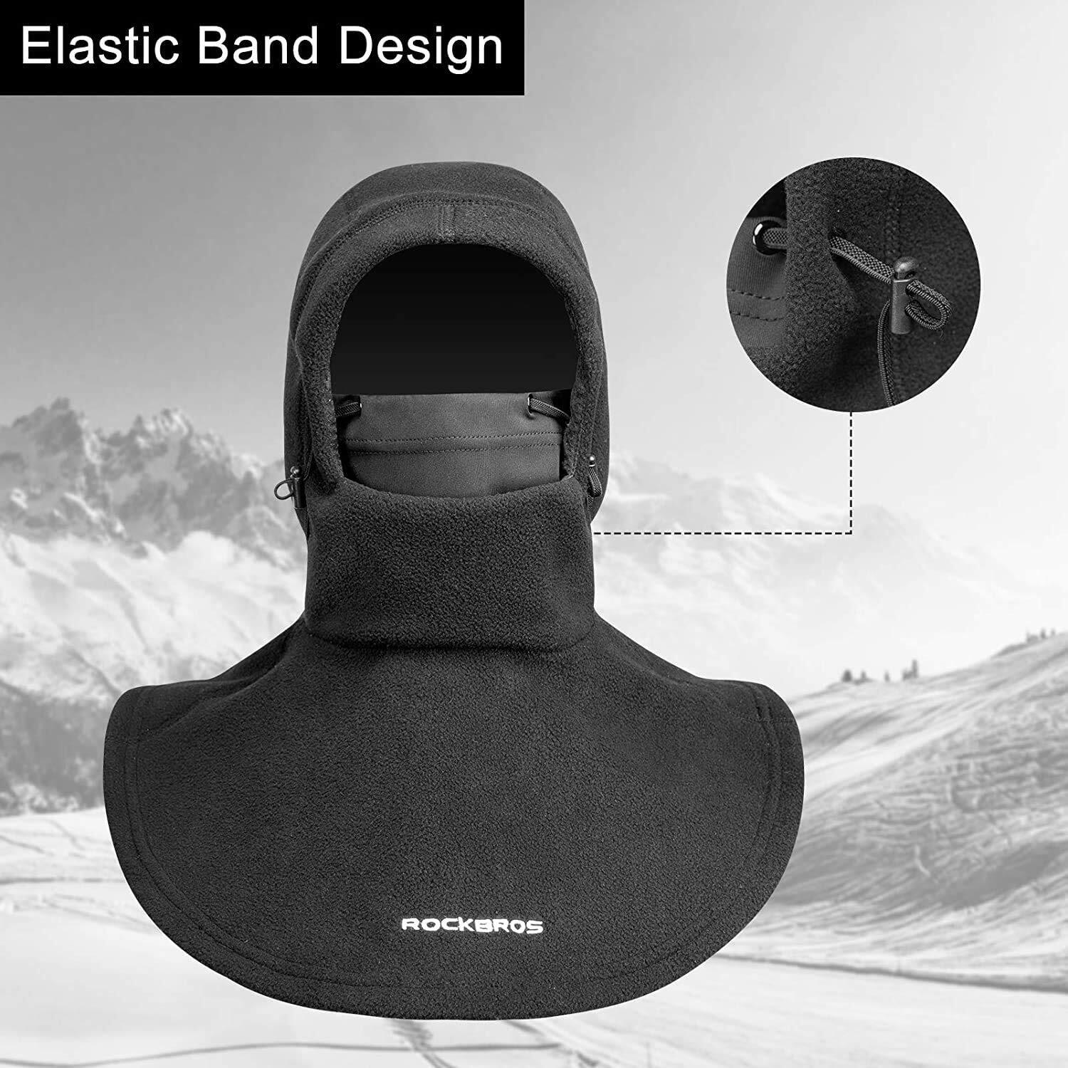Cagoule Polaire à Capuchons Coupe-vent Thermique d'hiver Respirant Noir 6/7