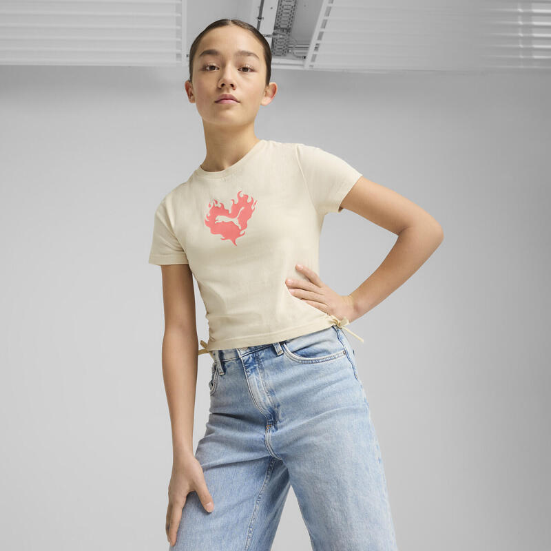 Camiseta anudada FLAMING LOVE Niño PUMA Alpine Snow White