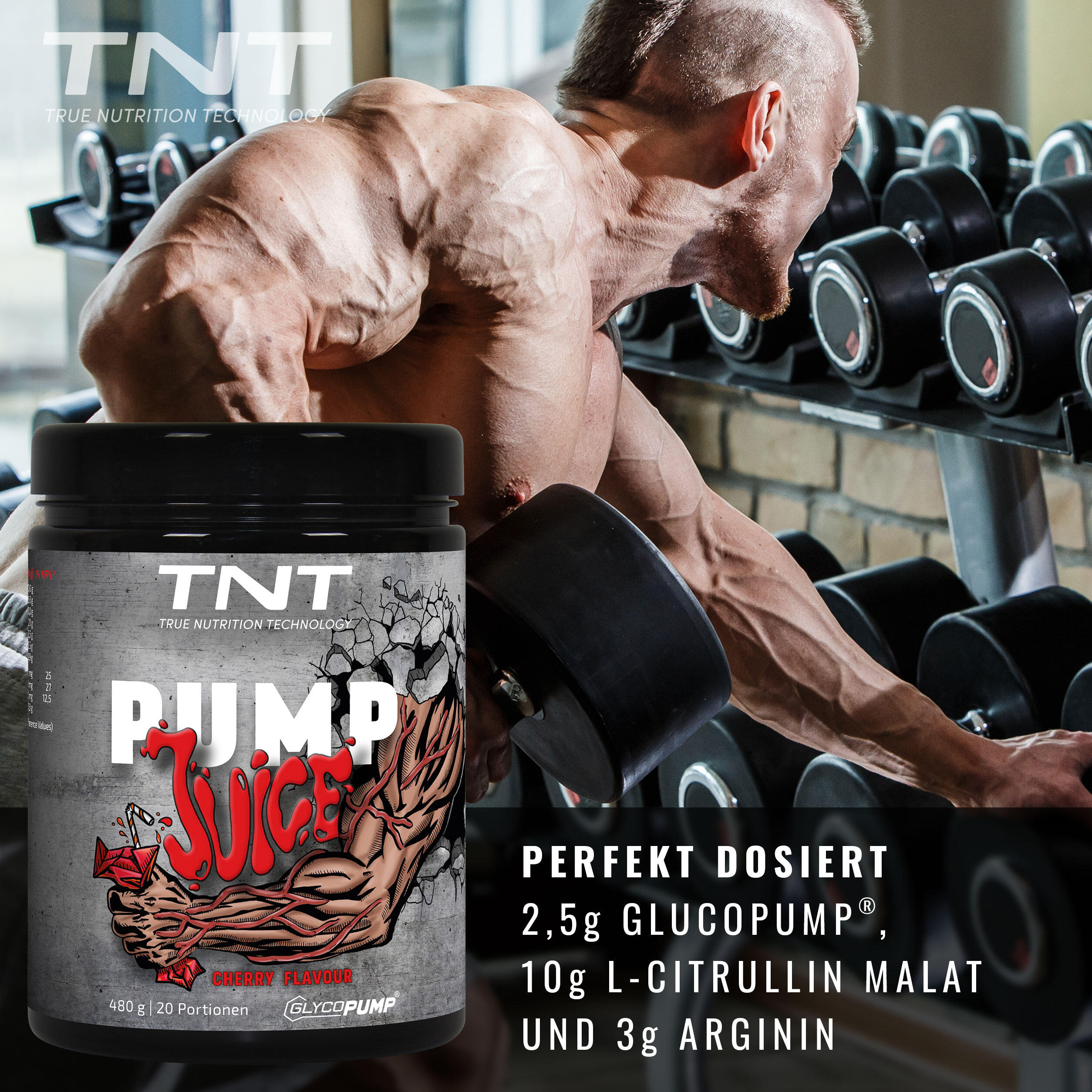 Pump Juice - Trainingsbooster ohne Stimulanzien (Cherry) 480g 3/6