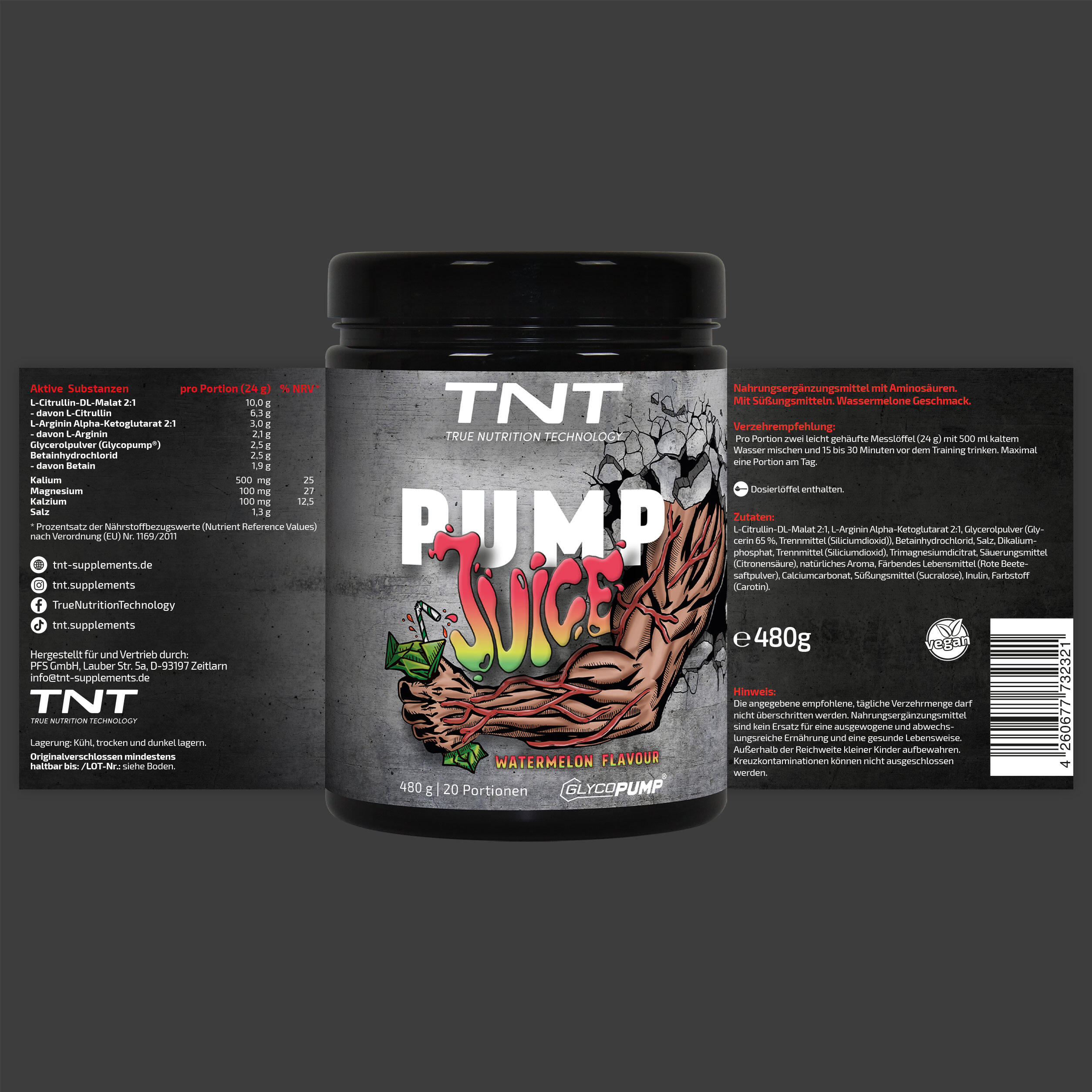 Pump Juice - Trainingsbooster ohne Stimulanzien (Watermelon) 480g 5/6