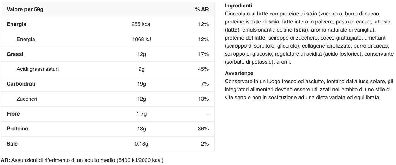 Barra de proteínas - Chocolate com coco adoçado Caixa de 12 3/5