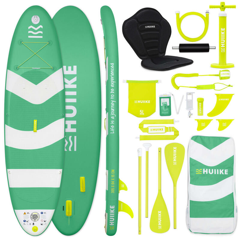 Huiike - Paddle Gonflable Adulte Accessoires Premium, Huiike, Vert, Haute Stabilité - Set De Stand Up Paddle - Vert - 305 Mm - Decathlon
