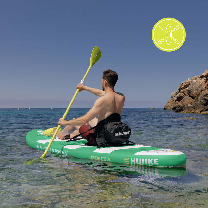 Placă SUP Gonflabilă 10’ Convertibilă în Caiac, până la 130 kg, Verde