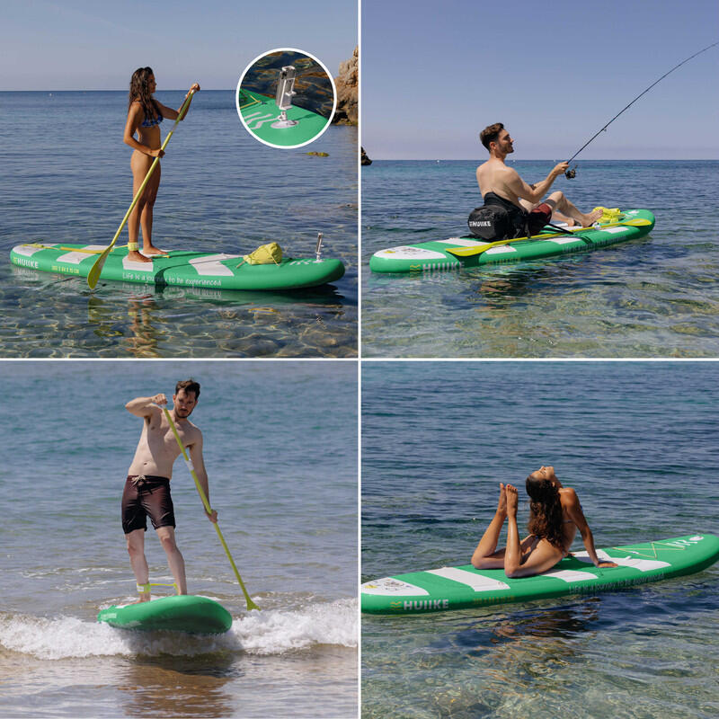 Paddle Gonflable Adulte Accessoires Premium, HUIIKE, Vert, Haute Stabilité