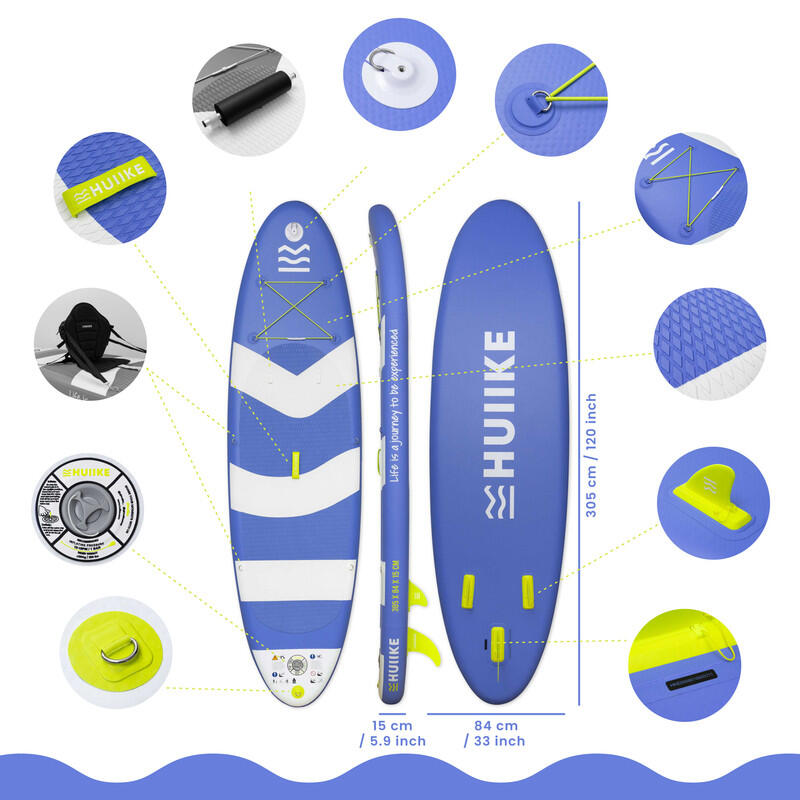 Placă SUP Gonflabilă 10’ cu Accesorii Incluse, până la 130 kg, Albastră